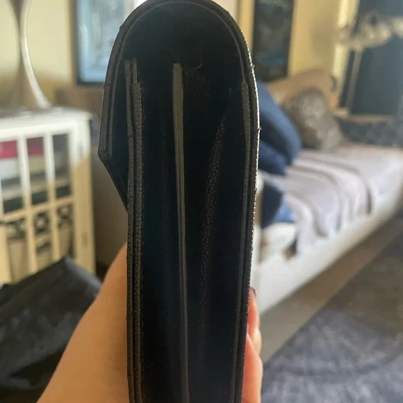 saint laurent grain de poudre matelasse chevron monogram chain wallet black - Picture 7 of 12